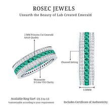Load image into Gallery viewer, Certified Lab Grown Emerald 3 Row Eternity Wedding Band