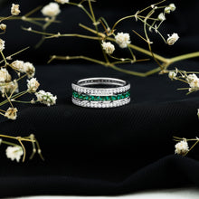 Load image into Gallery viewer, Certified Lab Grown Emerald 3 Row Eternity Wedding Band