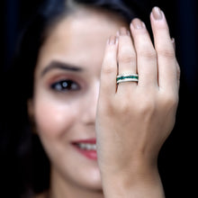 Load image into Gallery viewer, Certified Lab Grown Emerald 3 Row Eternity Wedding Band