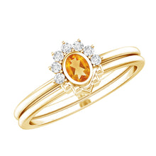Load image into Gallery viewer, Natural Oval Citrine Promise Ring Set with Diamond