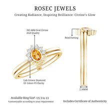 Load image into Gallery viewer, Natural Oval Citrine Promise Ring Set with Diamond
