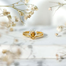 Load image into Gallery viewer, Natural Oval Citrine Promise Ring Set with Diamond