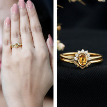 Load image into Gallery viewer, Natural Oval Citrine Promise Ring Set with Diamond