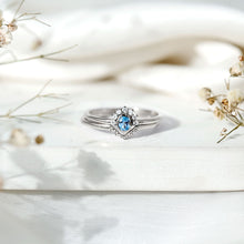 Load image into Gallery viewer, Natural Oval Cut Aquamarine Wedding Ring Set with Diamond Halo