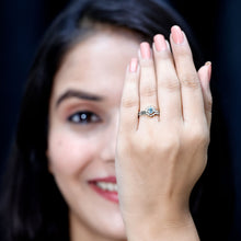 Load image into Gallery viewer, Natural Oval Cut Aquamarine Wedding Ring Set with Diamond Halo