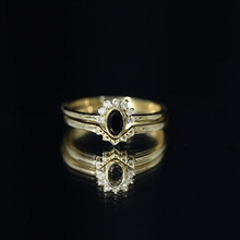 Load image into Gallery viewer, Genuine Black Onyx and Diamond Promise Ring Set in Yellow Gold Plated Silver