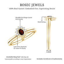 Load image into Gallery viewer, Natural Garnet Diamond Engagement Ring with Enhancer in Gold Plated Silver