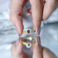 Load image into Gallery viewer, Natural Garnet Diamond Engagement Ring with Enhancer in Gold Plated Silver