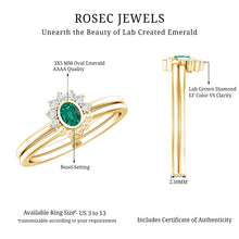 Load image into Gallery viewer, Oval Cut Lab Grown Emerald Wedding Ring Set with Diamond