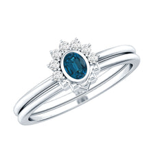 Load image into Gallery viewer, Real London Blue Topaz Engagement Ring With Enhancer in Silver