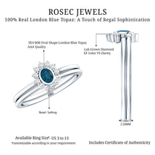Load image into Gallery viewer, Real London Blue Topaz Engagement Ring With Enhancer in Silver