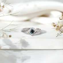 Load image into Gallery viewer, Real London Blue Topaz Engagement Ring With Enhancer in Silver