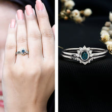 Load image into Gallery viewer, Real London Blue Topaz Engagement Ring With Enhancer in Silver