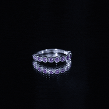 Load image into Gallery viewer, Bezel Set Natural Amethyst Half Eternity Wedding Band in Silver