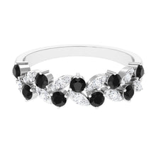 Load image into Gallery viewer, Black Onyx and Diamond Half Eternity Leaf Band for Women