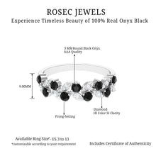 Load image into Gallery viewer, Black Onyx and Diamond Half Eternity Leaf Band for Women