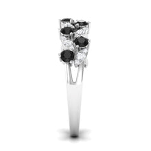 Load image into Gallery viewer, Black Onyx and Diamond Half Eternity Leaf Band for Women