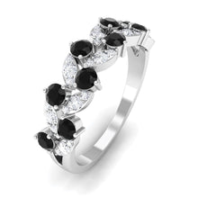 Load image into Gallery viewer, Black Onyx and Diamond Half Eternity Leaf Band for Women