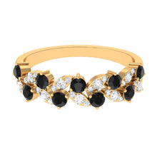 Load image into Gallery viewer, Black Onyx and Diamond Half Eternity Leaf Band for Women