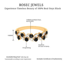 Load image into Gallery viewer, Black Onyx and Diamond Half Eternity Leaf Band for Women
