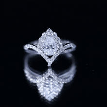 Load image into Gallery viewer, Women's Pear Shaped Moissanite Designer Engagement Ring in Silver