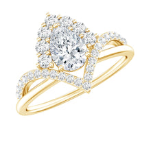 Load image into Gallery viewer, Women's Pear Shaped Moissanite Designer Engagement Ring in Silver