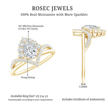Load image into Gallery viewer, Women's Pear Shaped Moissanite Designer Engagement Ring in Silver