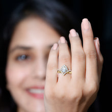 Load image into Gallery viewer, Women's Pear Shaped Moissanite Designer Engagement Ring in Silver