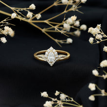 Load image into Gallery viewer, Women's Pear Shaped Moissanite Designer Engagement Ring in Silver