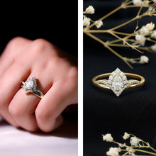 Load image into Gallery viewer, Women's Pear Shaped Moissanite Designer Engagement Ring in Silver