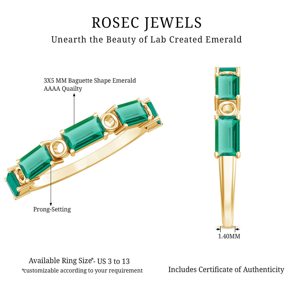 Baguette Cut Lab Grown Emerald Eternity Wedding Band