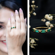 Load image into Gallery viewer, Baguette Cut Lab Grown Emerald Eternity Wedding Band