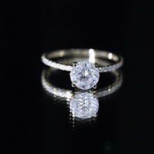 Load image into Gallery viewer, 3 Carat Brilliant Cut Moissanite Classic Engagement Ring In Gold Plated Silver