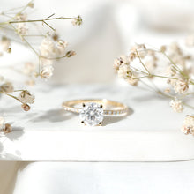 Load image into Gallery viewer, 3 Carat Brilliant Cut Moissanite Classic Engagement Ring In Gold Plated Silver