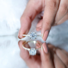 Load image into Gallery viewer, 3 Carat Brilliant Cut Moissanite Classic Engagement Ring In Gold Plated Silver