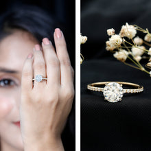 Load image into Gallery viewer, 3 Carat Brilliant Cut Moissanite Classic Engagement Ring In Gold Plated Silver