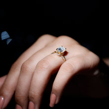 Load image into Gallery viewer, Certified 2 Carat Moissanite Hidden Halo Engagement Ring in Silver