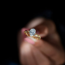 Load image into Gallery viewer, Certified 2 Carat Moissanite Hidden Halo Engagement Ring in Silver