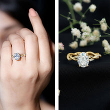 Load image into Gallery viewer, Certified 2 Carat Moissanite Hidden Halo Engagement Ring in Silver