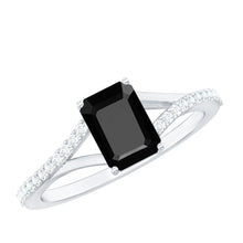 Load image into Gallery viewer, 8X10MM Emerald Cut Lab Created Black Diamond Engagement Ring