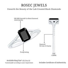 Load image into Gallery viewer, 8X10MM Emerald Cut Lab Created Black Diamond Engagement Ring