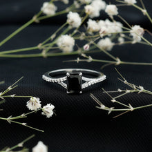 Load image into Gallery viewer, 8X10MM Emerald Cut Lab Created Black Diamond Engagement Ring