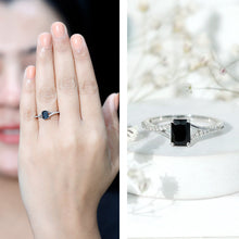 Load image into Gallery viewer, 8X10MM Emerald Cut Lab Created Black Diamond Engagement Ring