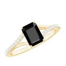 Load image into Gallery viewer, 8X10MM Emerald Cut Lab Created Black Diamond Engagement Ring