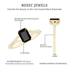 Load image into Gallery viewer, 8X10MM Emerald Cut Lab Created Black Diamond Engagement Ring