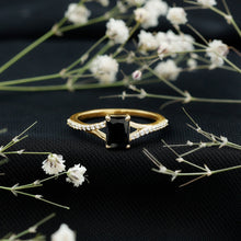 Load image into Gallery viewer, 8X10MM Emerald Cut Lab Created Black Diamond Engagement Ring