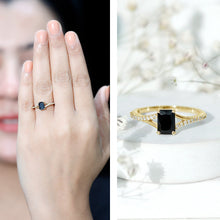 Load image into Gallery viewer, 8X10MM Emerald Cut Lab Created Black Diamond Engagement Ring