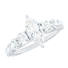 Load image into Gallery viewer, Marquise Cut Moissanite Engagement Ring with Side Stones