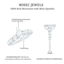 Load image into Gallery viewer, Marquise Cut Moissanite Engagement Ring with Side Stones