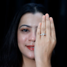 Load image into Gallery viewer, Marquise Cut Moissanite Engagement Ring with Side Stones